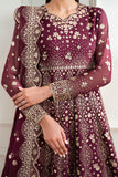 Farasha Essence Embroidered Chiffon Unstitched 3Pc Suit - Maroon Empress