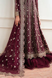Farasha Essence Embroidered Chiffon Unstitched 3Pc Suit - Maroon Empress