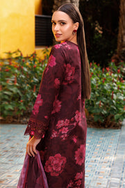 Farasha Summer Essentials Embroidered Lawn Unstitched 3Pc Suit - Maroon Lux