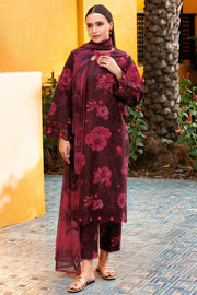 Farasha Summer Essentials Embroidered Lawn Unstitched 3Pc Suit - Maroon Lux