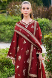 Farasha Sorine Summer Embroidered Lawn Unstitched 3Pc Suit - Maroon Majesty