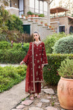 Farasha Sorine Summer Embroidered Lawn Unstitched 3Pc Suit - Maroon Majesty