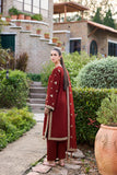 Farasha Sorine Summer Embroidered Lawn Unstitched 3Pc Suit - Maroon Majesty