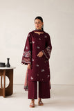 Farasha Summer Melody Embroidered Lawn Unstitched 3Pc Suit - Maroon Muse