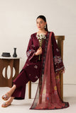 Farasha Summer Melody Embroidered Lawn Unstitched 3Pc Suit - Maroon Muse