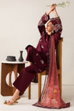 Farasha Summer Melody Embroidered Lawn Unstitched 3Pc Suit - Maroon Muse