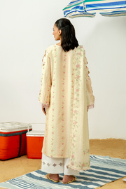 Zarposh Sundaze Embroidered Luxury Lawn Unstitched 3Pc Suit - MARZIPAN
