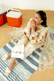 Zarposh Sundaze Embroidered Luxury Lawn Unstitched 3Pc Suit - MARZIPAN