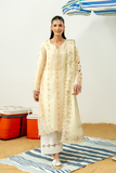 Zarposh Sundaze Embroidered Luxury Lawn Unstitched 3Pc Suit - MARZIPAN