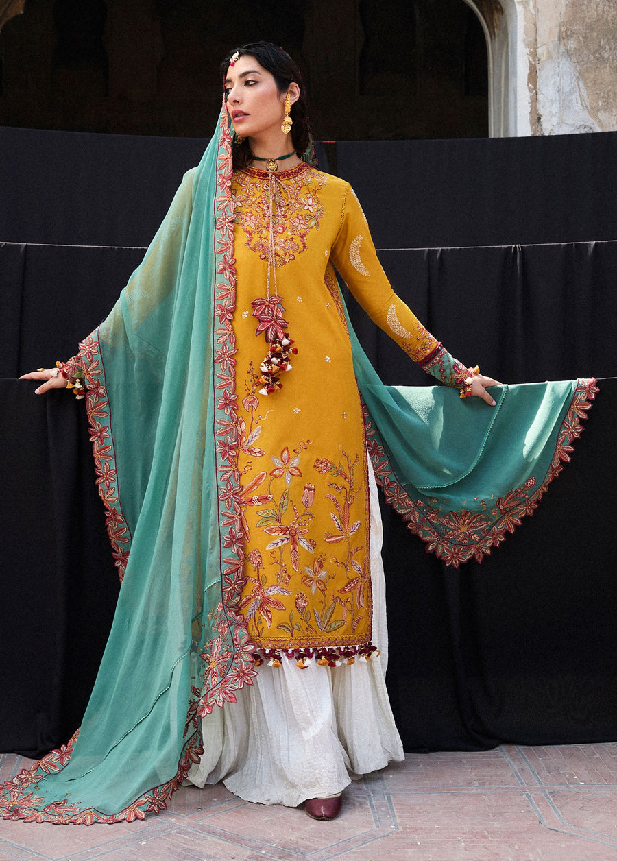 Hussain Rehar Nirmal Unstitched Embroidered Lawn 3Pc Suit - Masam