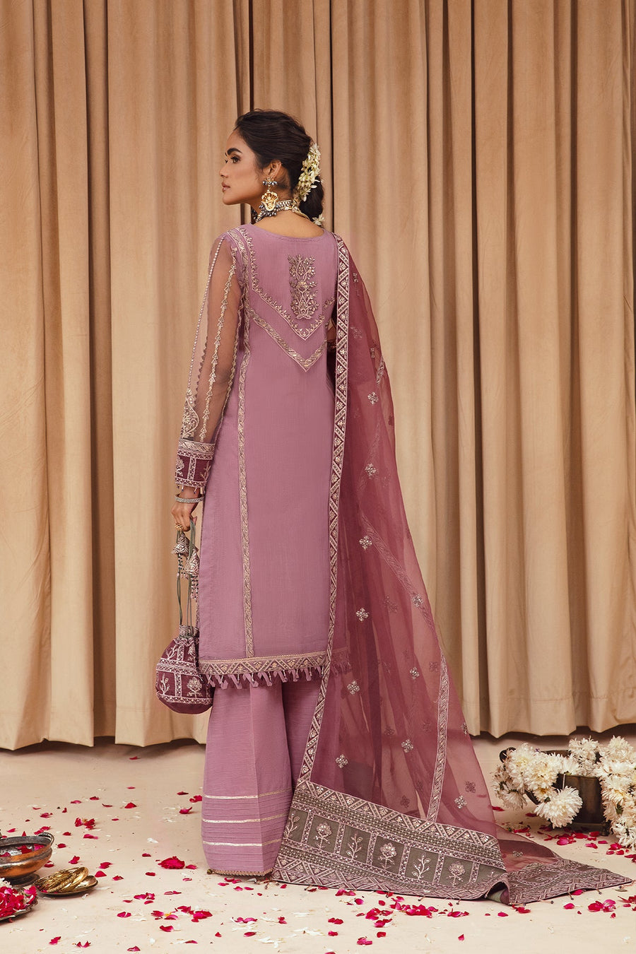 FARASHA Tabeer Embroidered Net Unstitched 3 Piece Suit - 07 Mashal