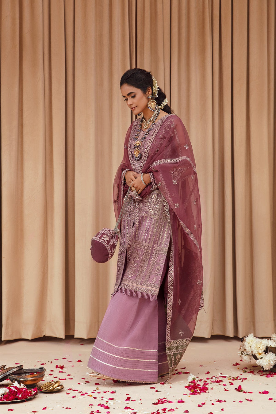 FARASHA Tabeer Embroidered Net Unstitched 3 Piece Suit - 07 Mashal