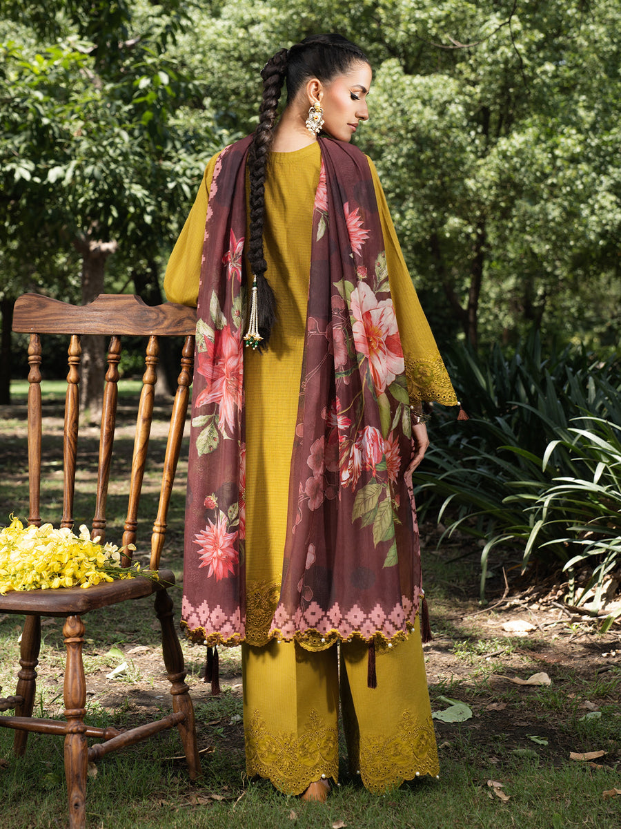 HemStitch The Garden Embroidered Lawn Unstitched 3Pc Suit - Matcha