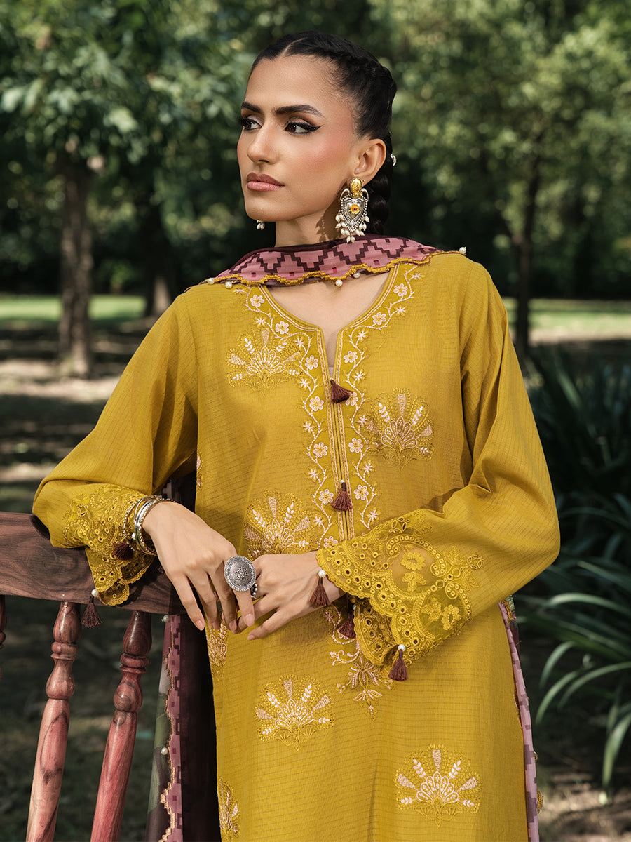 HemStitch The Garden Embroidered Lawn Unstitched 3Pc Suit - Matcha