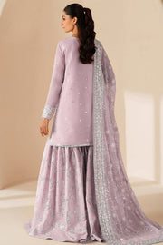 Farasha Luxury Embroidered Chiffon Unstitched 3Pc Suit - Mauve Blush