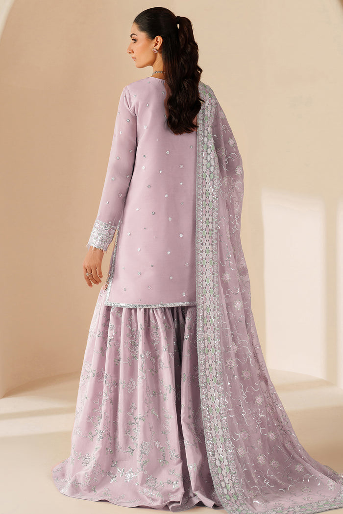 Farasha Luxury Embroidered Chiffon Unstitched 3Pc Suit - Mauve Blush