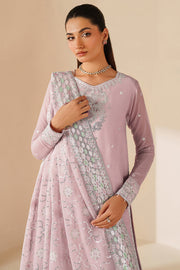 Farasha Luxury Embroidered Chiffon Unstitched 3Pc Suit - Mauve Blush