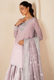 Farasha Luxury Embroidered Chiffon Unstitched 3Pc Suit - Mauve Blush