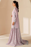Farasha Luxury Embroidered Chiffon Unstitched 3Pc Suit - Mauve Blush