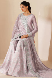 Farasha Luxury Embroidered Chiffon Unstitched 3Pc Suit - Mauve Blush