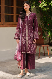Farasha Meline Embroidered Viscose Unstitched 3Pc Suit - Mauve Cream