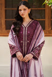 Farasha Meline Embroidered Viscose Unstitched 3Pc Suit - Mauve Cream