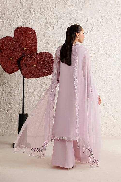 Farasha Luxury Formal Embroidered Chiffon Unstitched 3Pc Suit - Mauve Eclat