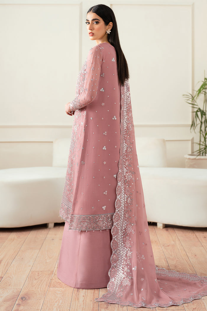 Farasha Essence Embroidered Chiffon Unstitched 3Pc Suit - Mauve Light