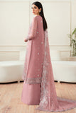 Farasha Essence Embroidered Chiffon Unstitched 3Pc Suit - Mauve Light