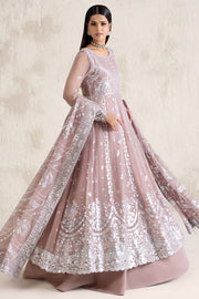 Farasha Embroidered Luxury Chiffon Unstitched 3Pc Suit - Mauve Pearl