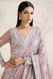 Farasha Embroidered Luxury Chiffon Unstitched 3Pc Suit - Mauve Pearl