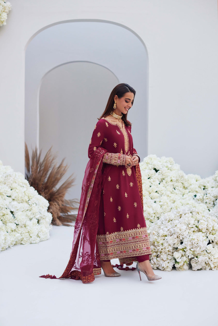 Mina Hasan Embroidered Silk Unstitched 3Pc Suit - Maya