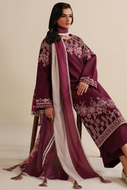 Farasha Winter Spell Embroidered Khaddar Unstitched 3Pc Suit - Meadow