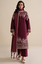 Farasha Winter Spell Embroidered Khaddar Unstitched 3Pc Suit - Meadow