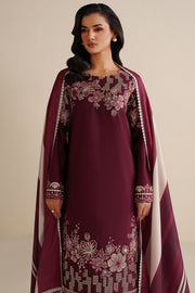 Farasha Winter Spell Embroidered Khaddar Unstitched 3Pc Suit - Meadow