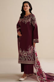 Farasha Winter Spell Embroidered Khaddar Unstitched 3Pc Suit - Meadow