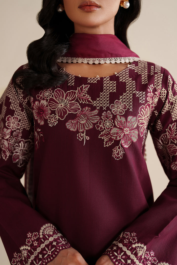 Farasha Winter Spell Embroidered Khaddar Unstitched 3Pc Suit - Meadow