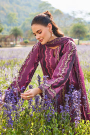 Farasha Summer Co Ords Printed Lawn Unstitched 3Pc Suit - Meadow Rouge
