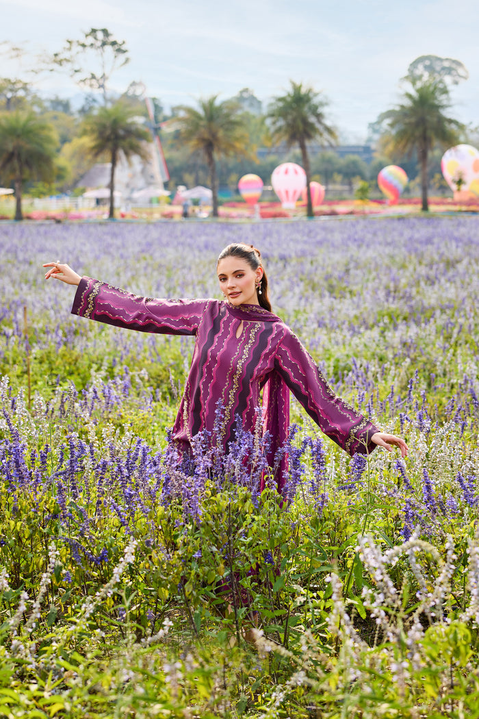 Farasha Summer Co Ords Printed Lawn Unstitched 3Pc Suit - Meadow Rouge