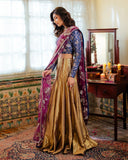 Mushq Sunehri Ramsha Edit Satin Zari Stitched 3Pc Suit - Meena