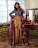 Mushq Sunehri Ramsha Edit Satin Zari Stitched 3Pc Suit - Meena