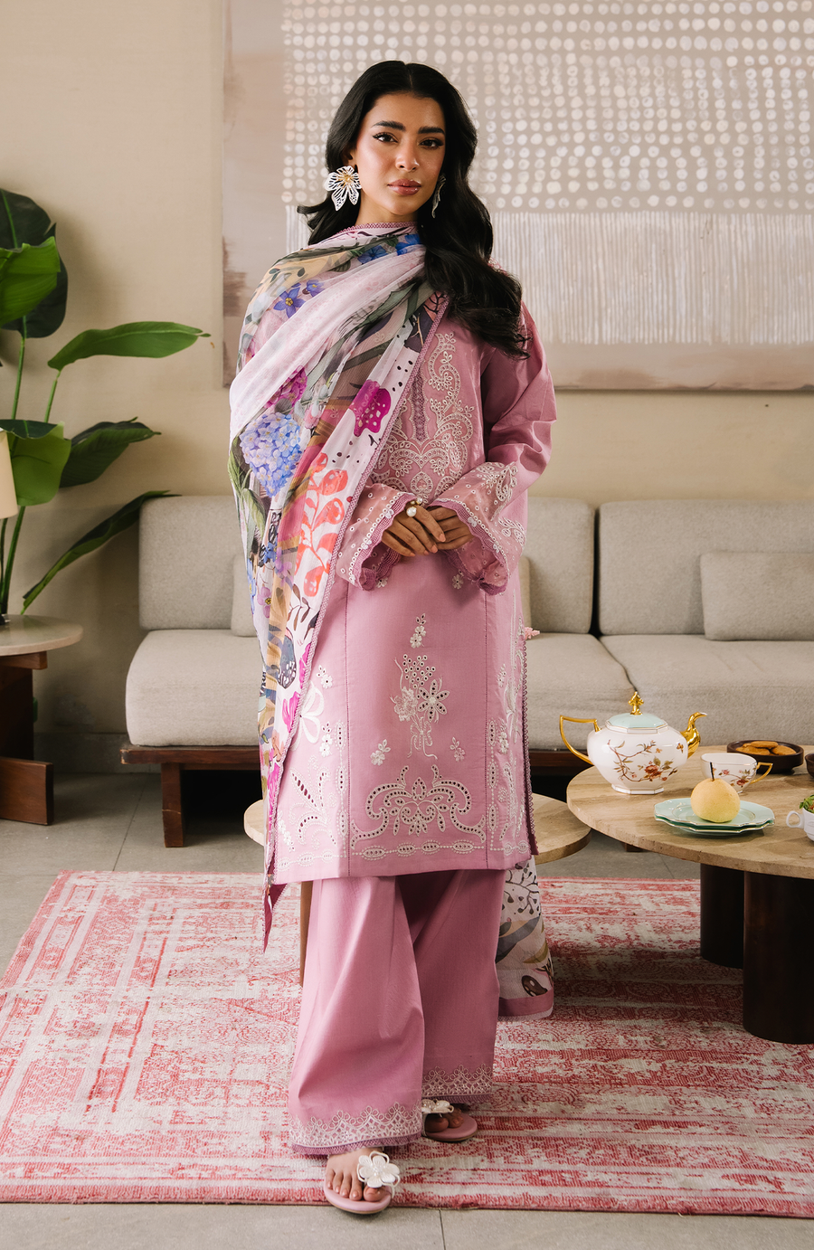 Seran Afsanah Embroidered Lawn Unstitched 3Pc Suit D-05 MEHAR
