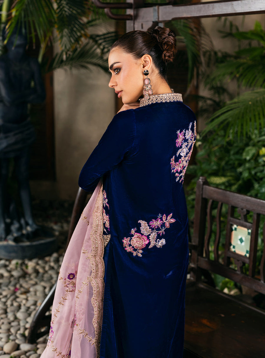Zainab Chottani Embroidered Velvet Unstitched 3Pc Suit - Meher