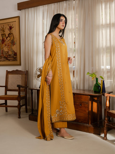 Virsa by Cinq Embroidered Karandi Unstitched 3Pc Suit - MEHER
