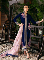Zainab Chottani Embroidered Velvet Unstitched 3Pc Suit - Meher
