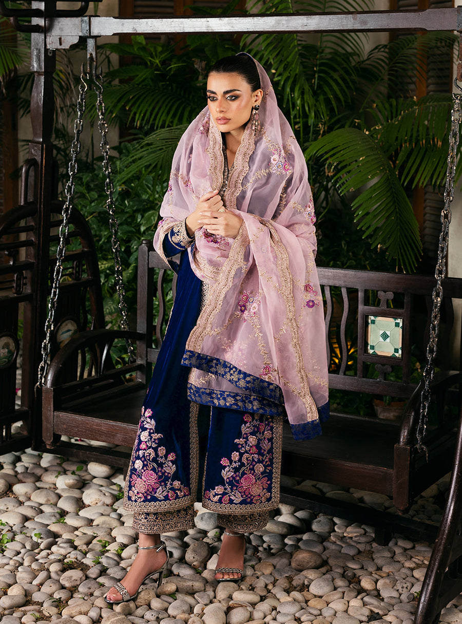 Zainab Chottani Embroidered Velvet Unstitched 3Pc Suit - Meher