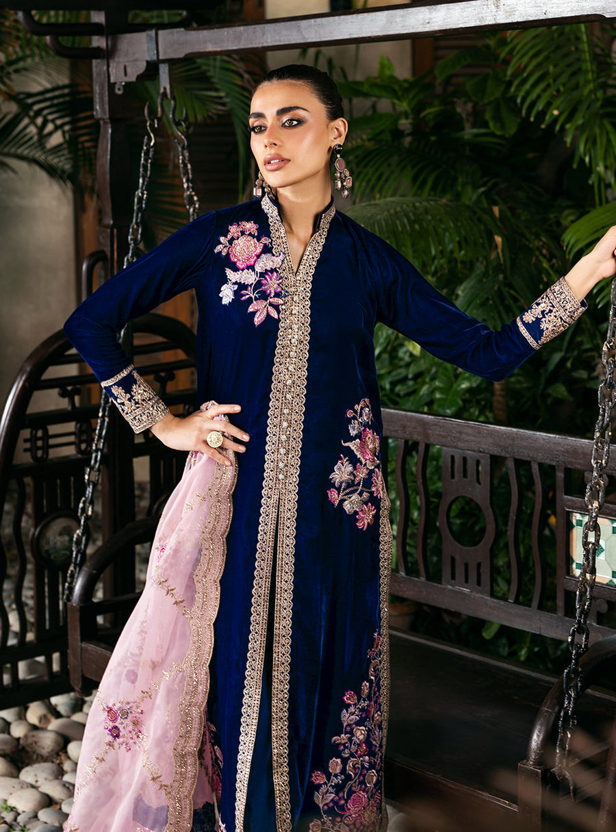 Zainab Chottani Embroidered Velvet Unstitched 3Pc Suit - Meher