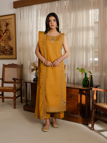 Virsa by Cinq Embroidered Karandi Unstitched 3Pc Suit - MEHER