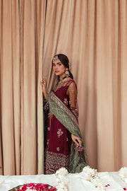 FARASHA Tabeer Embroidered Net Unstitched 3 Piece Suit - 05 Mehnaz