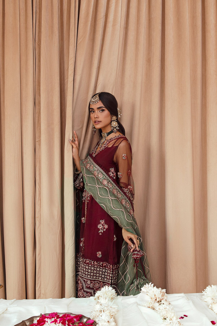 FARASHA Tabeer Embroidered Net Unstitched 3 Piece Suit - 05 Mehnaz